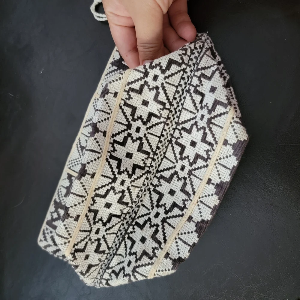 Star Mela woven embroidered fabric zipper pouch